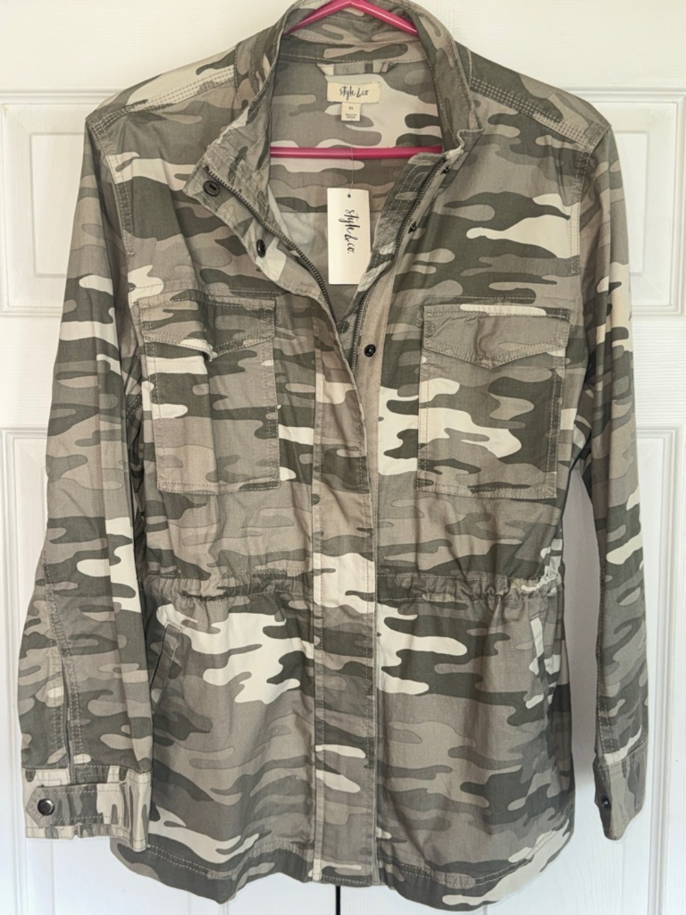 Style & Company Lightweight Camo Jacket - Beige - Picture 4 of 11